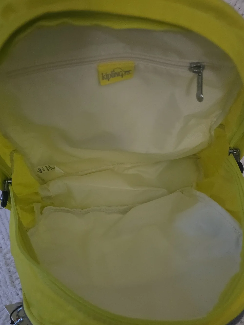 Kipling Neon Yellow Kids Backpack with Plush Monkey Charm